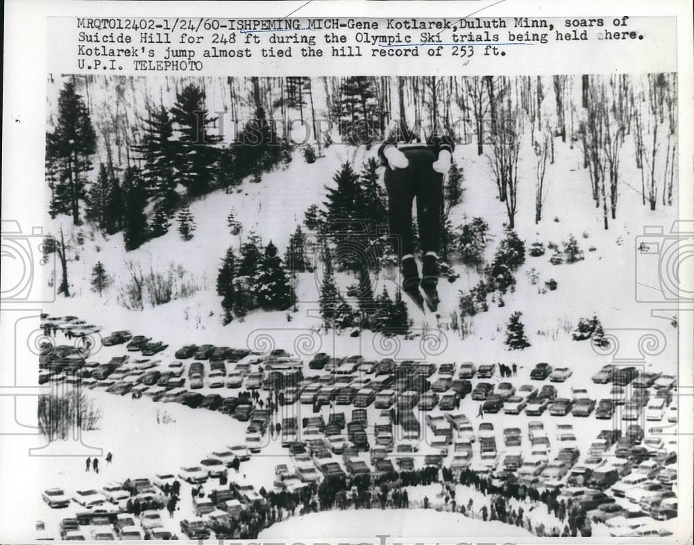 1960 Gene Kotlarek soars Suicide Hill for 248 ft, Olympic Ski Trials - Historic Images