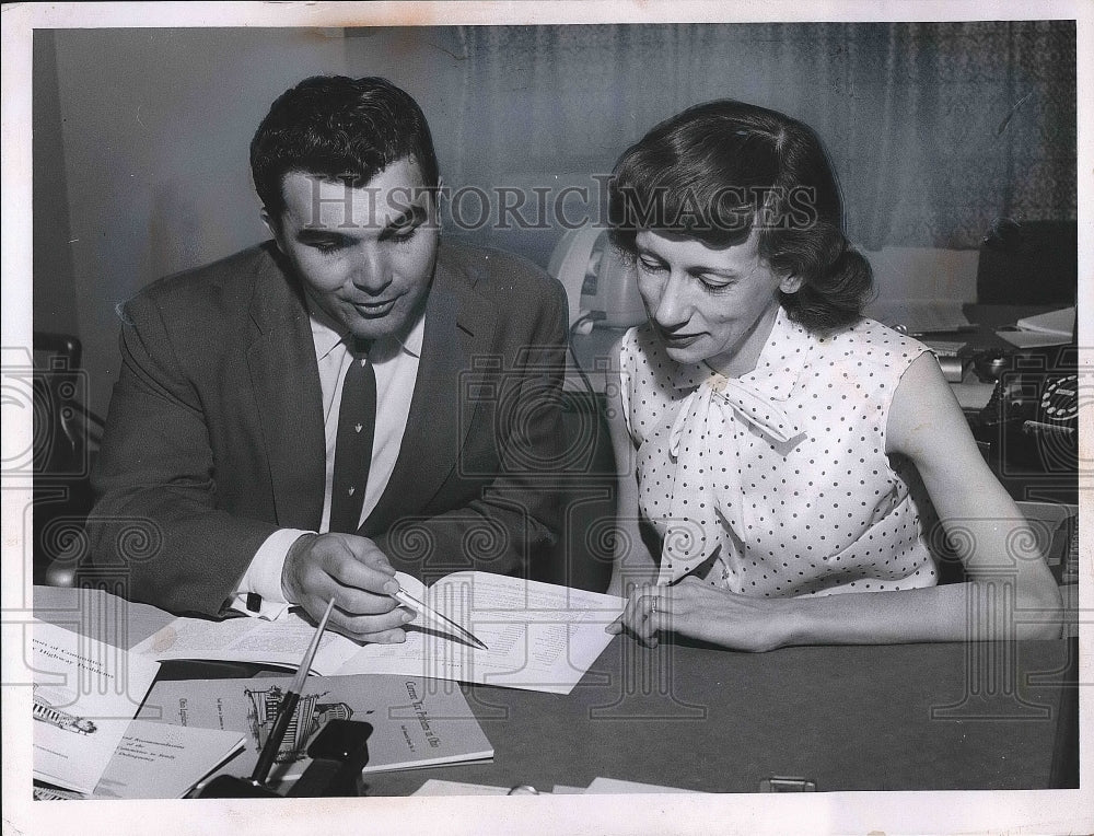 1957 Sen. Frank Celebrezzet, Donna Wallace  - Historic Images
