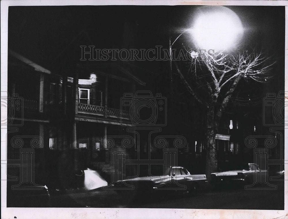 1964 Normal street lighting leaves majority of area in dark - Historic Images