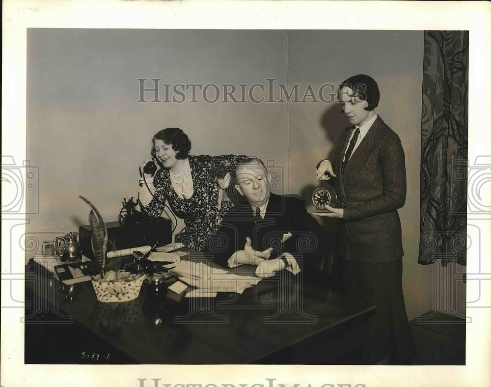 1931 Press Photo John McBride Marcells Shields Helene Handin Margie The Steno - Historic Images