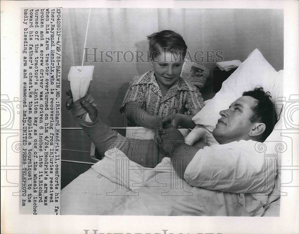 1955 Richard Hendrix Raymond Hendrix Farm Injury  - Historic Images