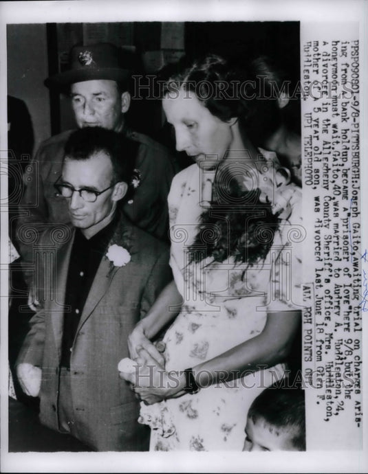1959 Press Photo Joseph Gaito on trial for bank holdup in Pittsburgh, Pa. - Historic Images