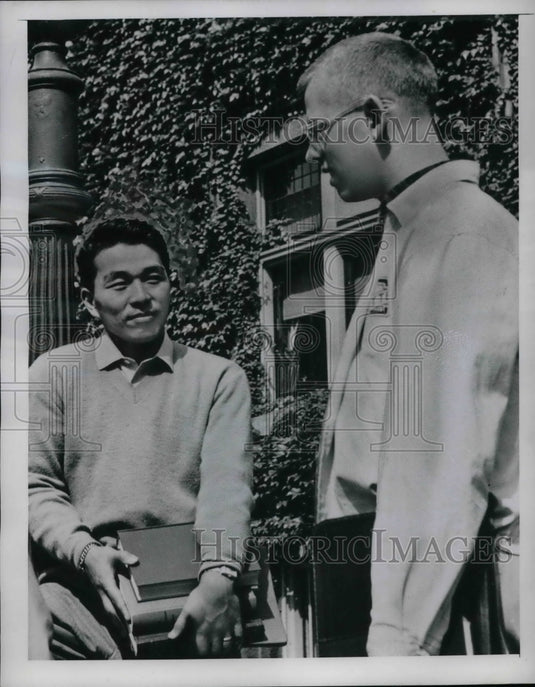 1949 Press Photo Ex Kamikaze Yukimasa Nishiyama & Bruce Johnstone - Historic Images
