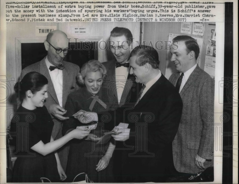 1956 Press Photo Schiff Publisher Elsie Figlock Harlan Reeves, harriet Charmer - Historic Images