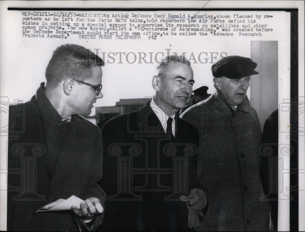 1957 Acting Defense Sec Donald Quarles & reporters in D.C. - Historic Images