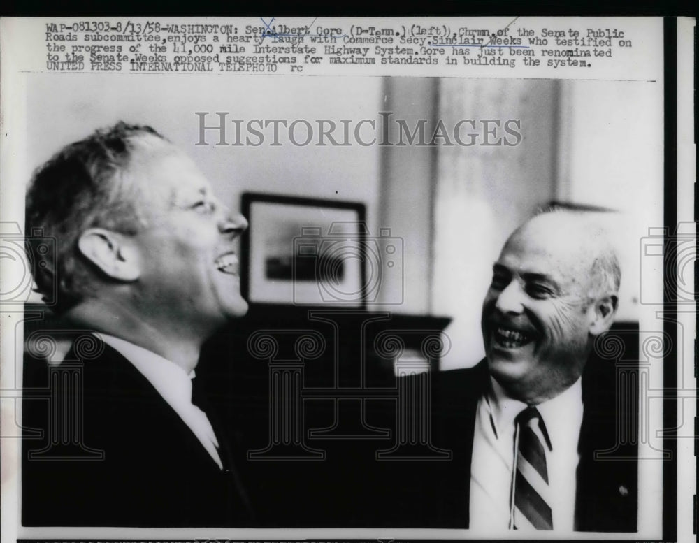 1958 Tenn Sen. Albert Gore & Commerce Sec Sinclair Weeks  - Historic Images