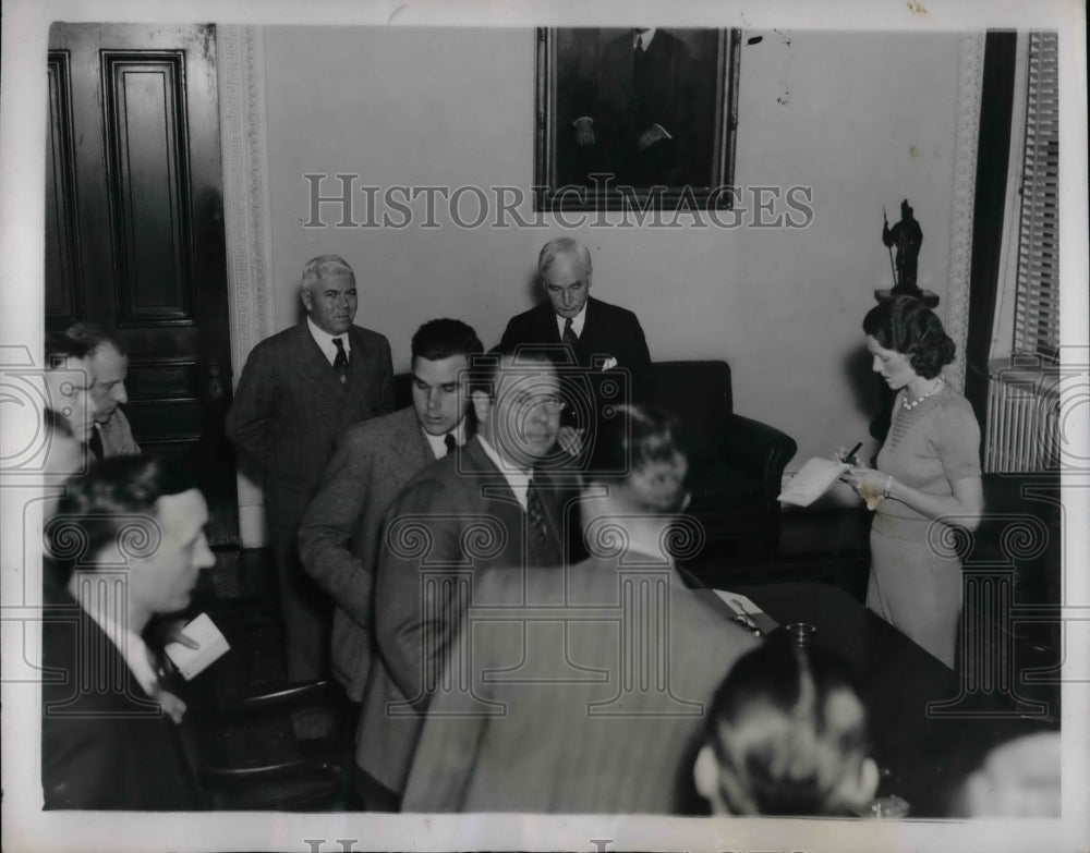 1937 Press Photo State Dept, correspondents at Sec. Hull&#39;s office - nea65832 - Historic Images