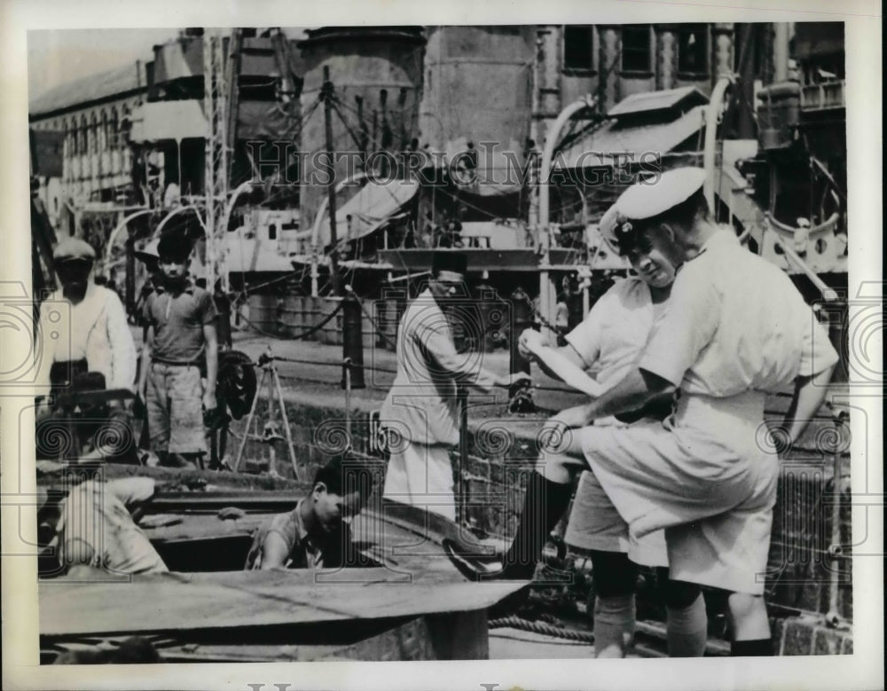 1942 United Nations War Vessel in India for Repaits  - Historic Images