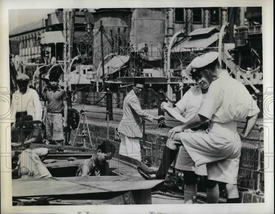 1942 United Nations War Vessel in India for Repaits  - Historic Images