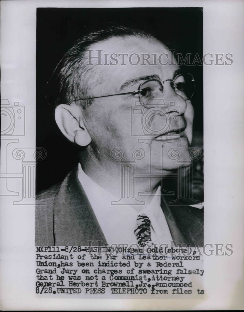 1935 Press Photo Ben Gold President of the Fur and Leather Workers on charges on - Historic Images