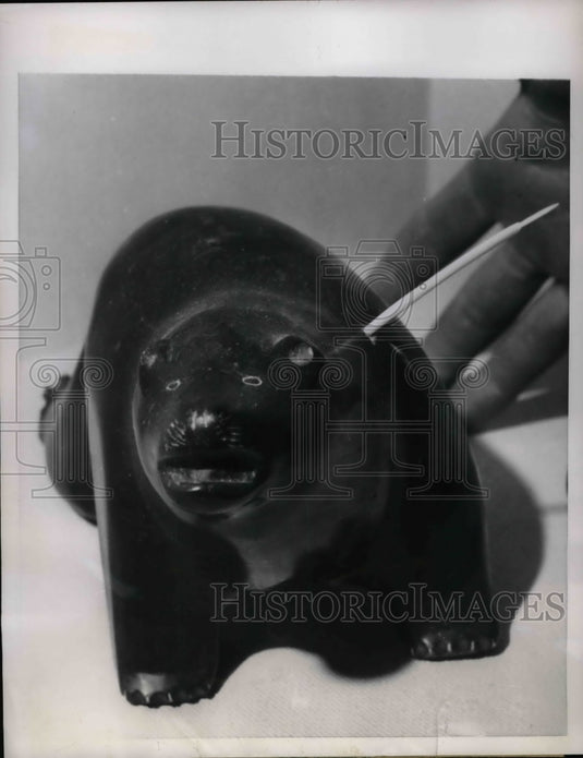 1956 A harpooned polar bear in a display in Rome.  - Historic Images