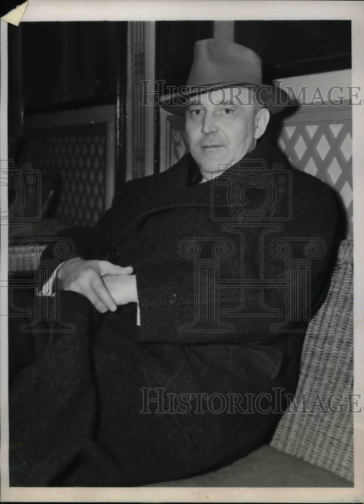 1939 Press Photo Paul Kind Manufacturer Aboard SS Aquitania Returns From Europe - Historic Images