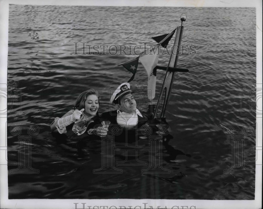 1960 Recording Artist Oscar Brand, Model Nona Chandler  - Historic Images