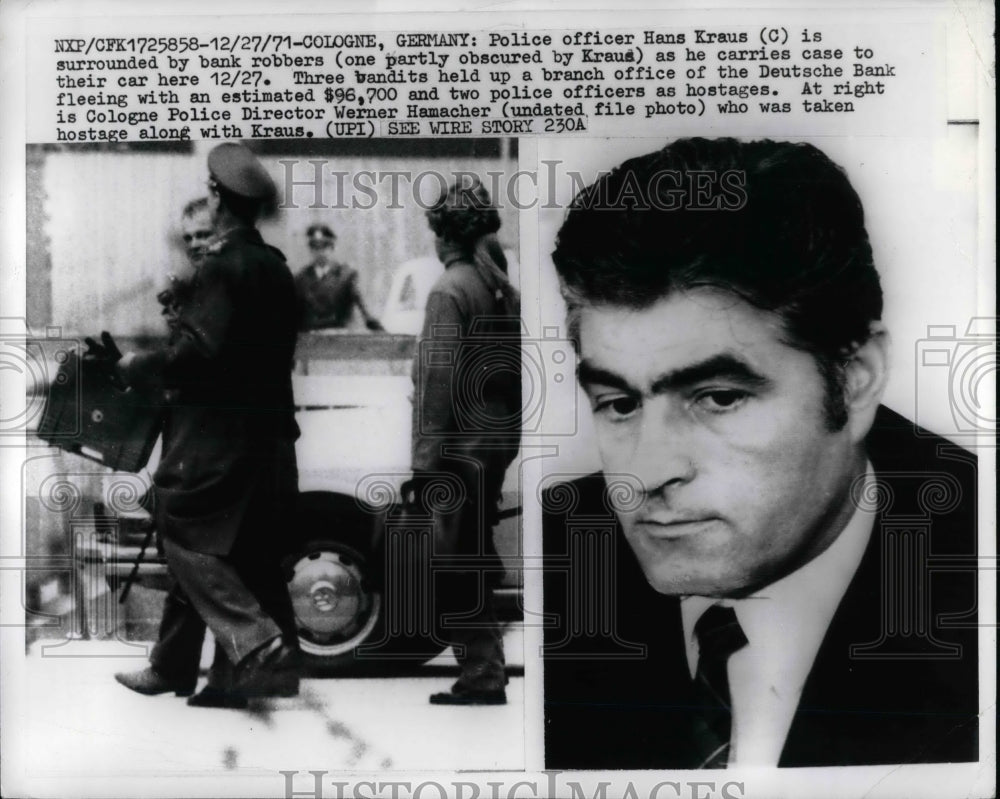 1971 Policeman Hans Kraus Surrounded by Bank Robbers Deutsche Bank - Historic Images