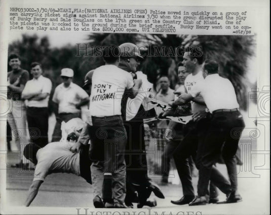 1969 Police Move Picketers Against National Airlines, Bucky Henry - Historic Images