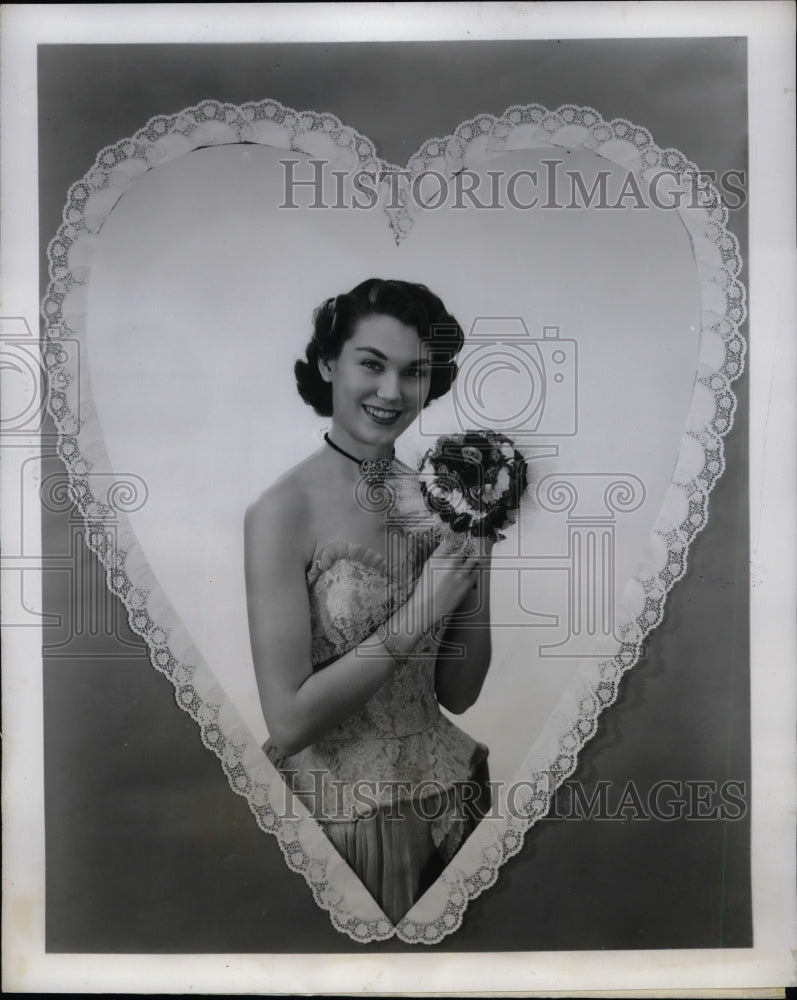 Valentines Day Bouquet rosebuds and white carnatoins  - Historic Images