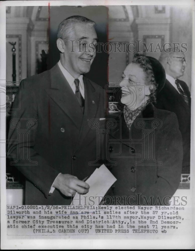 1956 Press Photo Philadelphia Mayor Richard Dilworth &amp; his wife - nea66570 - Historic Images