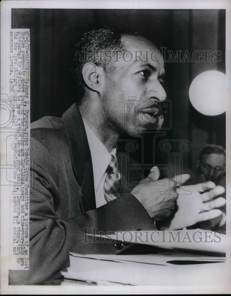 1951 Press Photo James R Dumpson at Senate Crime Comm hearing - nea66610 - Historic Images
