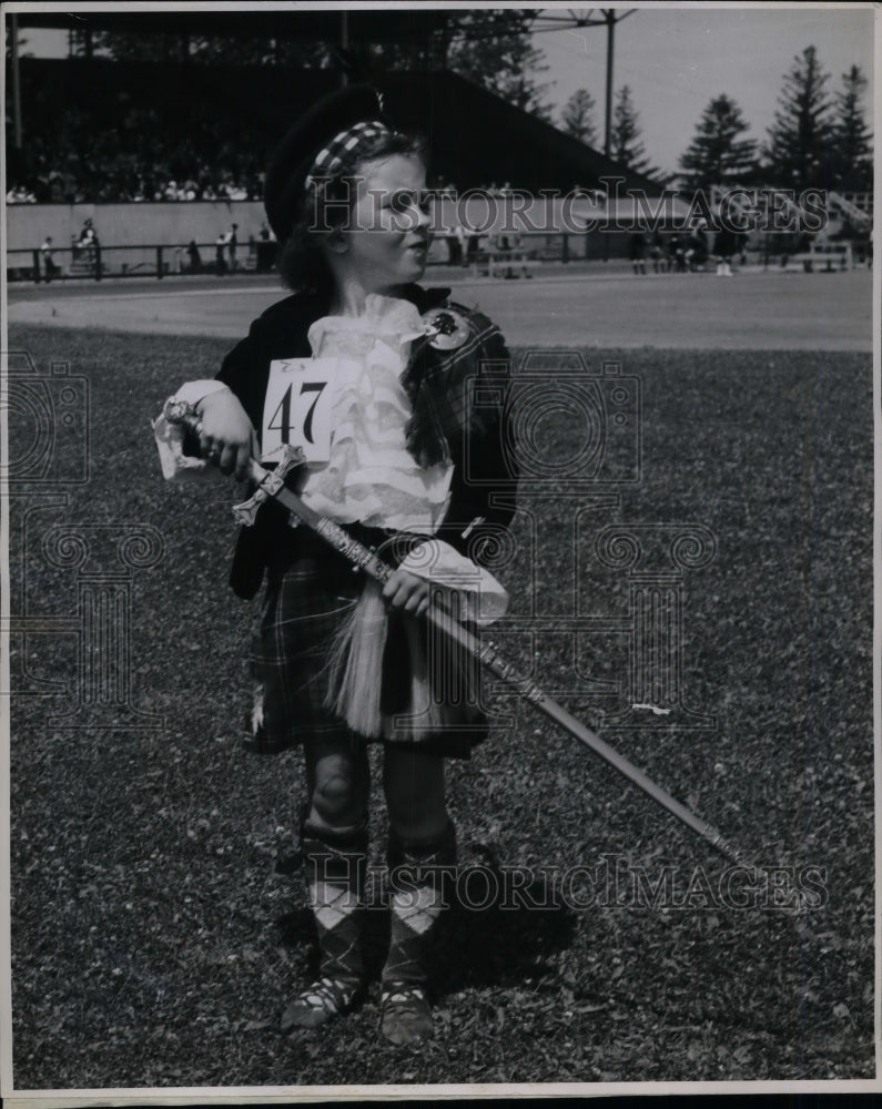 1952 Judy Simpson in a dance competition at Highland Games in Canada - Historic Images