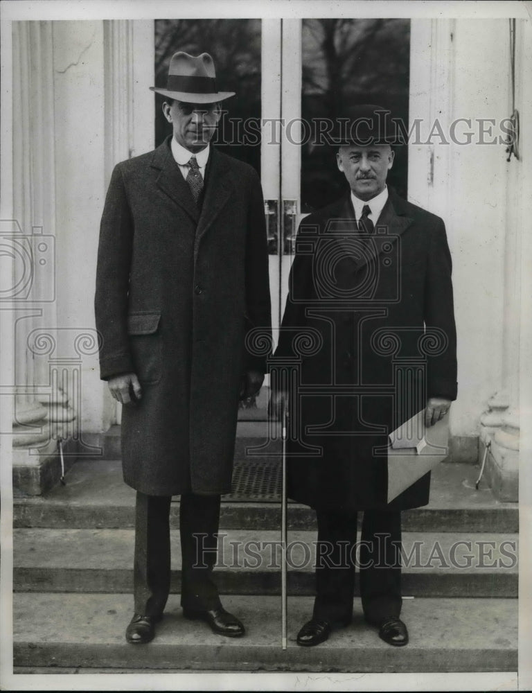 1933 Press Photo Sec of Interior Lyman Wilbur &amp; Sec of State Henry Stimson - Historic Images