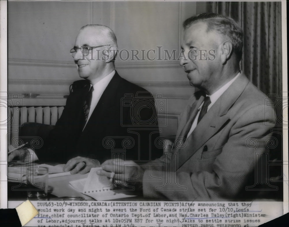 1954 Canadian Louis Fine &amp; Hon. Charles Daley of Labor dept - Historic Images