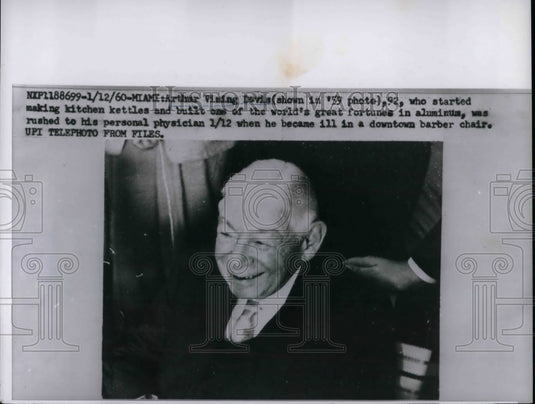 1960 Press Photo1959 Photo Industrialist Arthur Vining Davis Rushed to Hospital - Historic Images