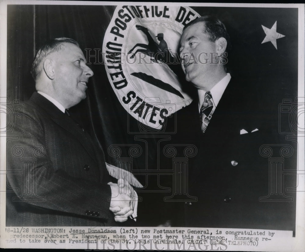 1947 Press Photo Jesse Donaldson, Postmaster General, Robert E. Hannegan - Historic Images