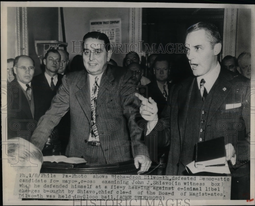 1948 Press Photo Richardson Dilworth &amp; John J Shiavo at a trial - nea66811 - Historic Images