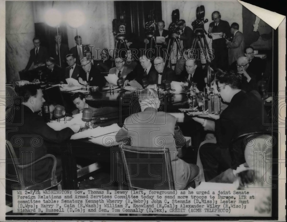 1951 Sen. Thomas E. Dewey Urges Senate to Send More Troops to Europe - Historic Images