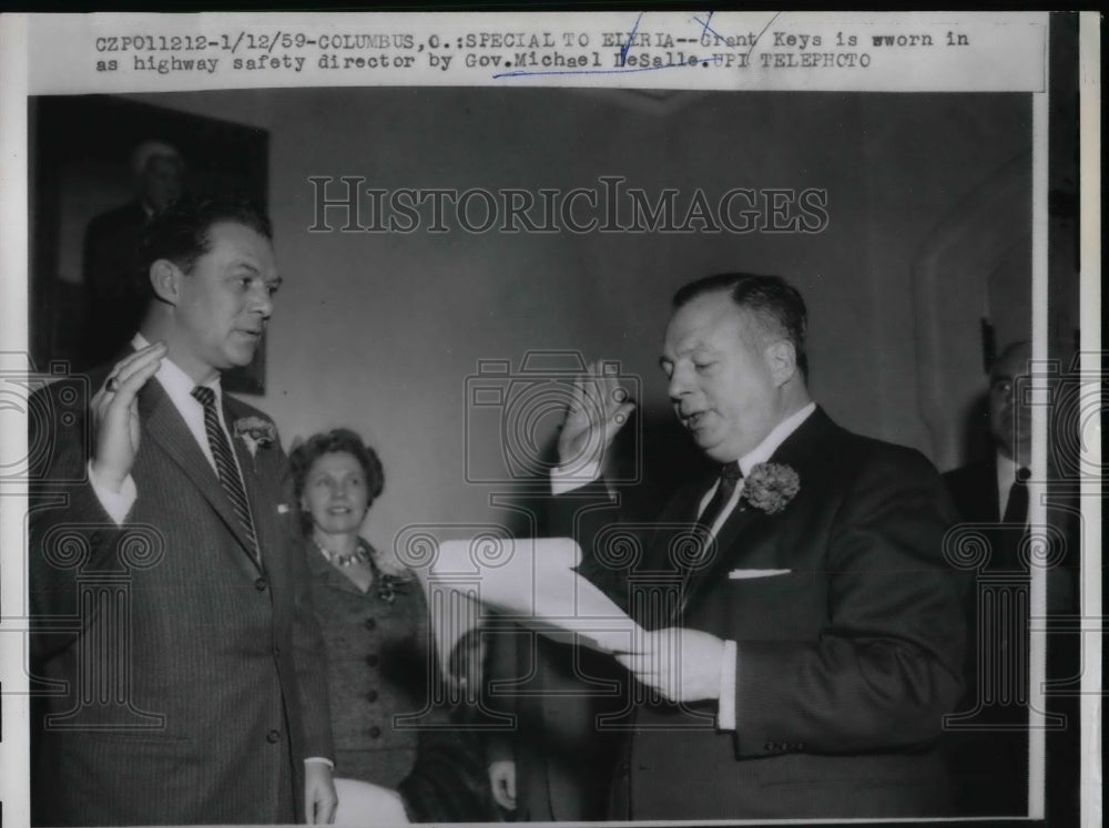 1959 Press Photo Ohio Gov. Michael DiSalle & Grant Keys, Highway safety Dir - Historic Images