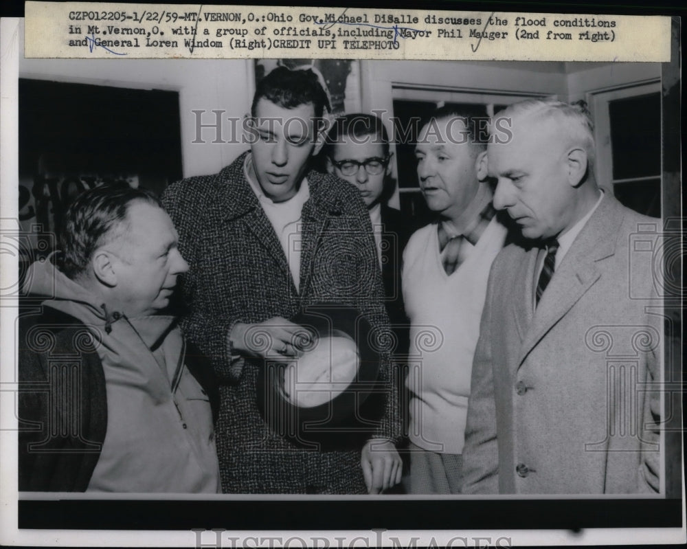 1959 Press Photo Ohio Gov. Michael DiSalle , Mayor Phil Mauger, L Eindom - Historic Images