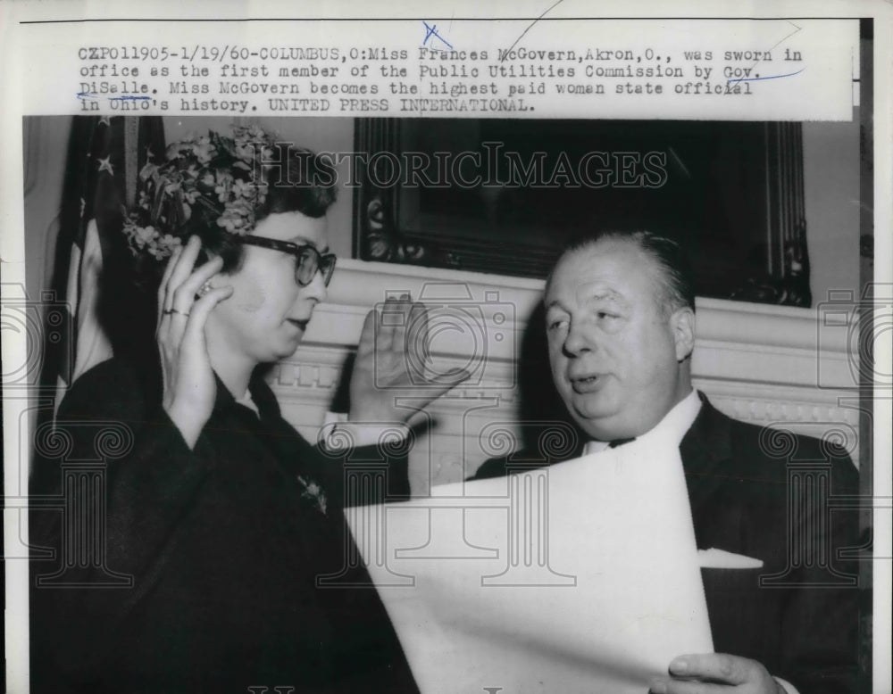 1960 Ohio Gov. Michael DiSalle &amp; Miss Frances McGovern  - Historic Images