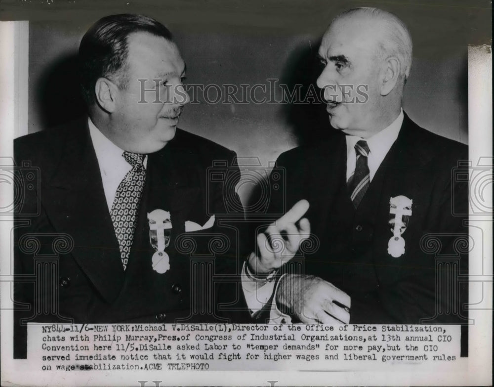 1954 Price Stabilizer . Michael DiSalle &amp; Philip Murray of CIO - Historic Images