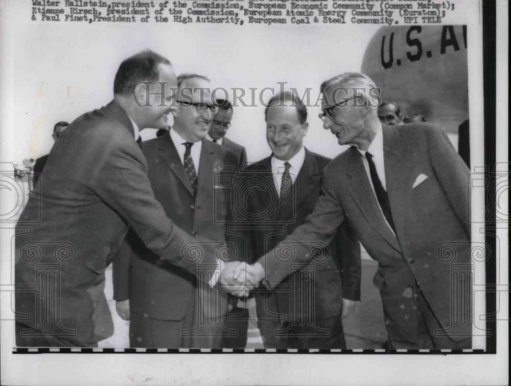 1959 Press Photo Walter Hallstein, European Econ. Comm, E Hirsch,P Finet - Historic Images
