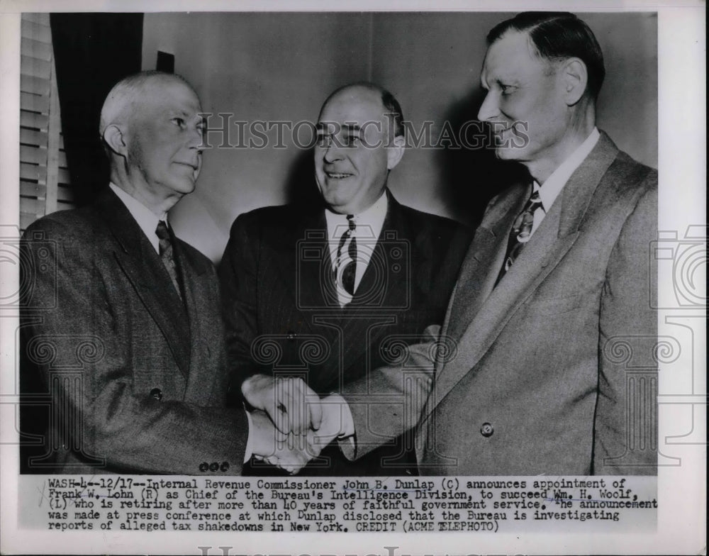 1951 John B. Dunlap, Frank W. Lohn, William Woolf, Internal Revenue - Historic Images