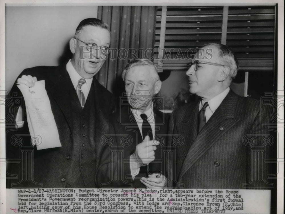 1958 Joseph M. Dodge, Rep. Clarence Brown, Rep. Clare Hoffman - Historic Images