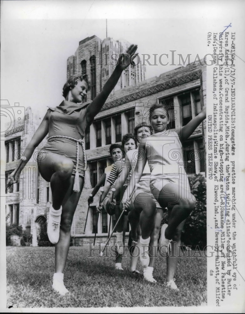 1957 Karen Kaiser, S. Miller, D. Callahan, W Shaw, Baton Twirlers - Historic Images