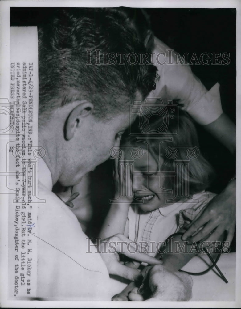 1954 Dr. M.W. Dickey Gives Salk Polio Vaccine to Suzie Dickey - Historic Images