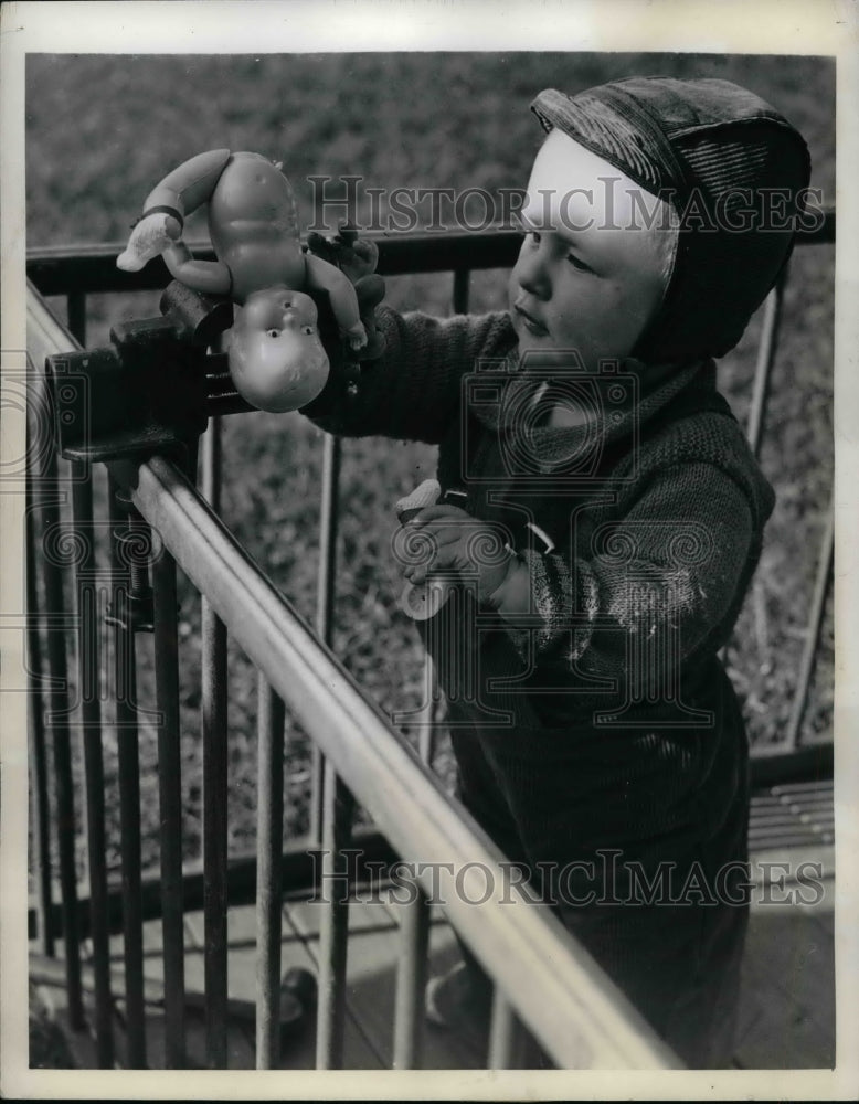 1941 Carl Thusgaard, Jr. Playing with Toys, Jamaica, Long Island - Historic Images