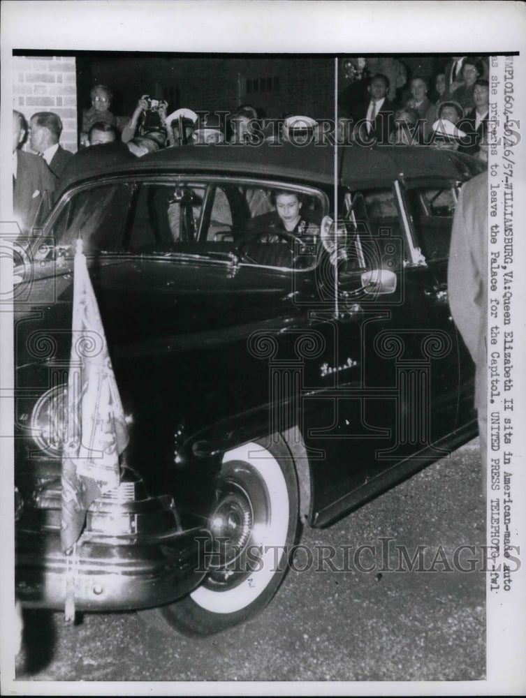 1957 Queen Elizabeth II Sits In American Made Car Leaves Palace - Historic Images