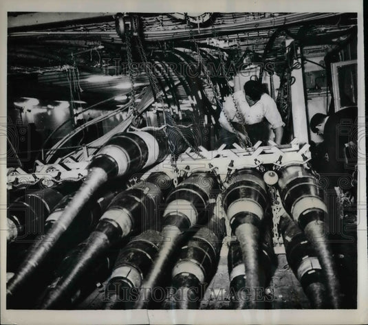 1962 Submerged Repeater Boosters Loaded In The Hull Of New Ship - Historic Images