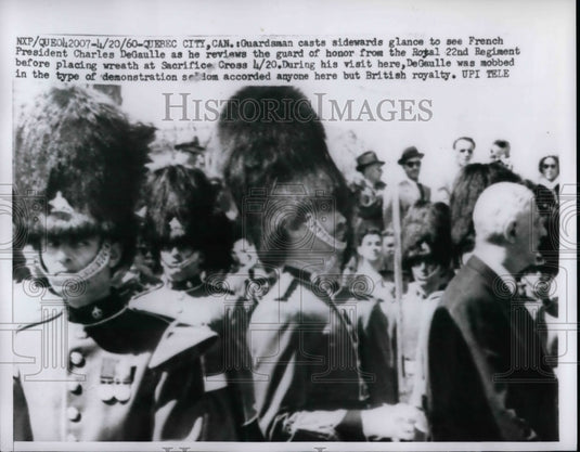 1960 Guardsman Look at French Pres Charles deGaulle  - Historic Images
