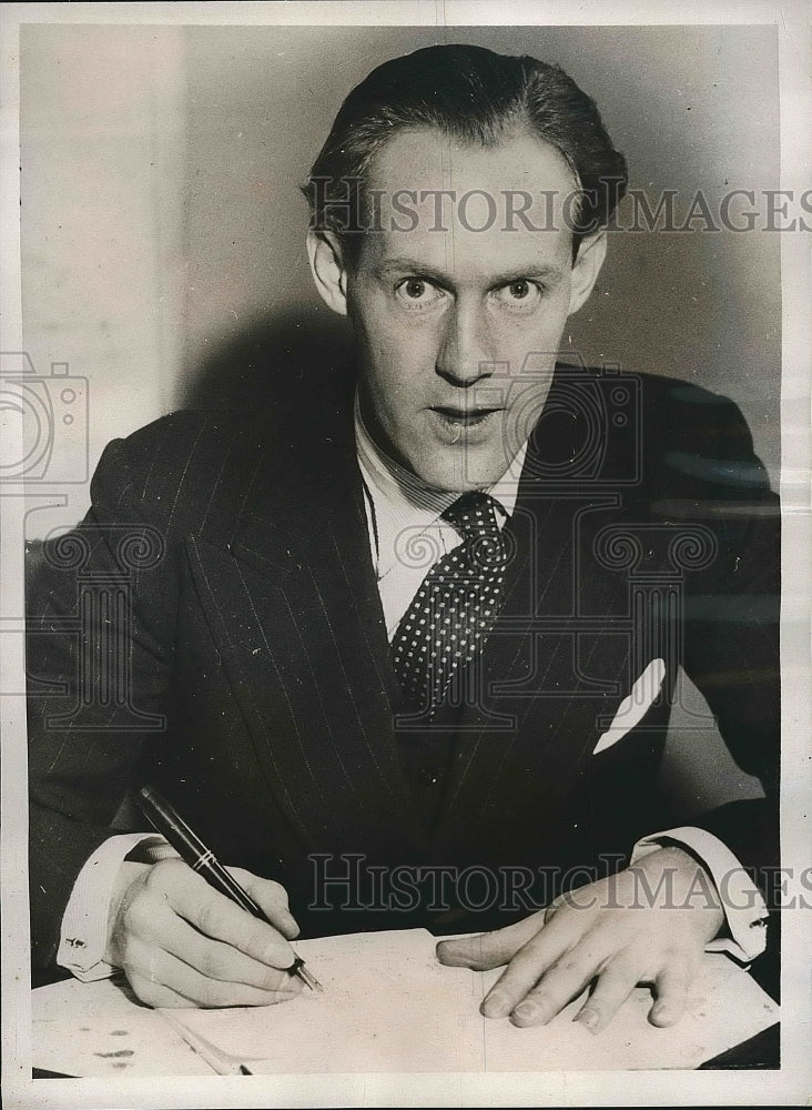 1938 Press Photo Geoffrey Farrer Kennedy to wed Daska I Banaz - nea67932 - Historic Images