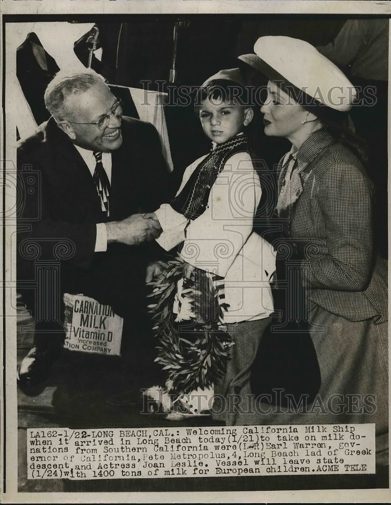 Caliifornia Milk ship Long Beach Earl Warren Pete Metropolous - Historic Images