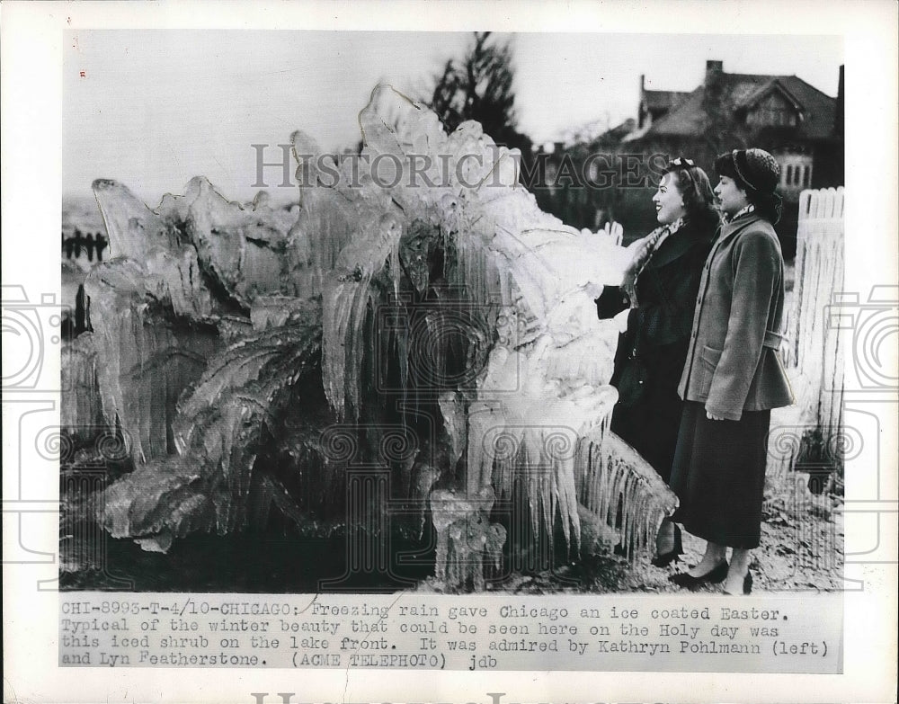 1950 Chicago, Ill. Lake Michigan fozen in ice  - Historic Images