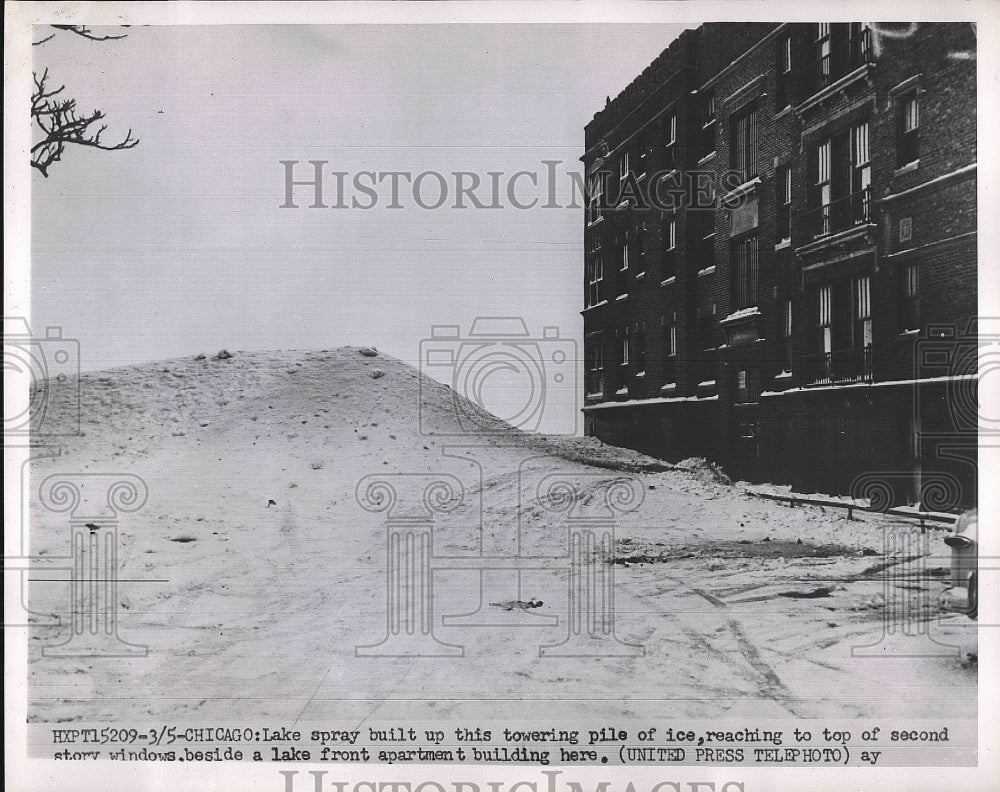 1952 Snowscape at Chicago Lake Front Apartment Building  - Historic Images