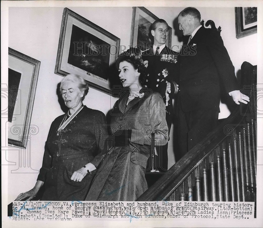 1951 Princess Elizabeth, Duke of Edinburgh, Mrs. T Powell, J Simmons - Historic Images