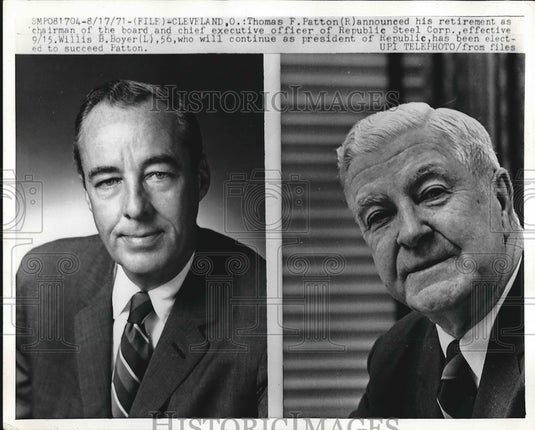 1971 Cleveland, Ohio, Thomas Patton & Willis Boyer, pres of Republic - Historic Images