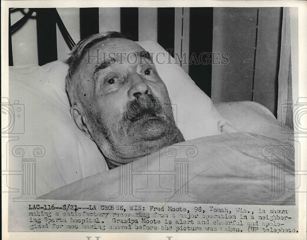 1952 LaCrosse, Wis, Fred Moote, age 98 after having surgery - Historic Images