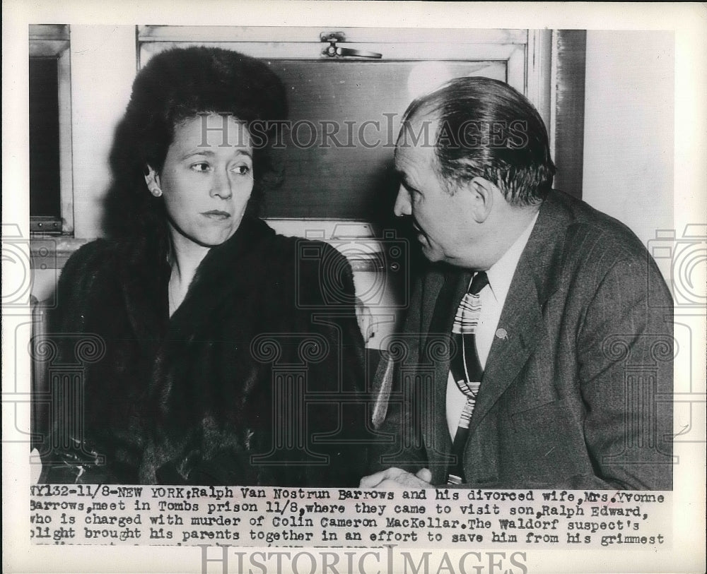 1948 Press Photo Ralph Barrows with Divorce Wife Visiting Son Charged Murder - Historic Images